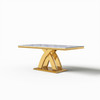 White Silver Stone-Look MDF Rectangular Dining Table