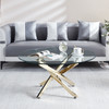 Gold Tempered Glass Round Coffee Table