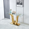Clear Gold Tempered Glass Console Table