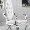 Silver White Leatherette Dining Chair Set of 2