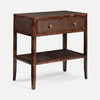 Amara 30-Inch Nightstand - Brown Stained Poplar Burl and Cane