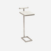 Ellery 13-Inch Blanc and Texturized Silver Realistic Faux Shagreen and Steel Side Table