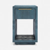 Pierce 18-Inch Nightstand - Slate Blue Faux Crocodile and Polished Gold Brass
