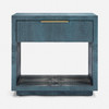 Pierce 18-Inch Nightstand - Slate Blue Faux Crocodile and Polished Gold Brass