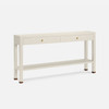 Jarin 60-Inch White Faux Belgian Linen Console Table (60 x 12 x 31 Inches)