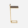 Ellery 13-Inch Dark Mushroom and Texturized Gold Realistic Faux Shagreen and Steel Side Table