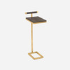Ellery 13-Inch Dark Mushroom and Texturized Gold Realistic Faux Shagreen and Steel Side Table