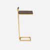 Ellery 13-Inch Dark Mushroom and Texturized Gold Realistic Faux Shagreen and Steel Side Table