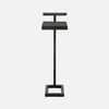 Ellery 13-Inch Black and Texturized Bronze Realistic Faux Shagreen and Steel Accent Table