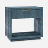 Pierce 30-Inch Nightstand - Slate Blue Faux Crocodile and Polished Gold Brass