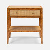 Amara 30-Inch Nightstand - Dark Stained Poplar Burl and Natural Cane