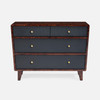 Frederick 48-Inch Dresser - Dark Navy Faux Belgian Linen and Burnt Umber Mappa Burl