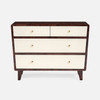 Frederick 48-Inch Dresser - White Faux Belgian Linen and Burnt Umber Mappa Burl