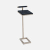 Ellery 13-Inch Navy and Texturized Silver Realistic Faux Shagreen and Steel Accent Table