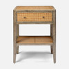 Amara 24-Inch Nightstand - Graywashed Poplar Burl and Natural Cane