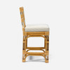 Bessette Counter Stool - Unbleached Natural Rattan and Clear Acrylic - Savio Multi Stripe Yellow Polyester Rayon Cotton