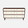 Frederick 60-Inch Dresser - White Faux Belgian Linen and Burnt Umber Mappa Burl