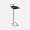 Ellery 13-Inch Dark Mushroom and Texturized Silver Realistic Faux Shagreen and Steel Accent Table