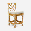 Bessette Counter Stool - Unbleached Natural Rattan and Clear Acrylic - Kern Natural Mix Fabric