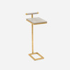 Ellery 13-Inch Sand and Texturized Gold Realistic Faux Shagreen and Steel Side Table
