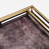 Benedict 216-Piece Tray Set - Charcoal Gloss Vellum Leather and Antiqued Brass Metal - Set Of