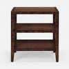Amara 25-Inch Side Table - Brown Stained Poplar Burl and Cane (25 x 18 x 26 Inches)