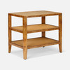 Amara 25-Inch Side Table - Dark Stained Poplar Burl and Natural Cane (25 x 18 x 22 Inches)
