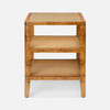Amara 25-Inch Side Table - Dark Stained Poplar Burl and Natural Cane (25 x 18 x 22 Inches)