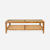 Amara 60-Inch Coffee Table - Dark Stained Poplar Burl and Natural Cane (60 x 40 x 18 Inches)