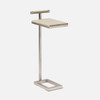 Ellery 13-Inch Sand and Texturized Silver Realistic Faux Shagreen and Steel Accent Table