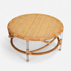 Bessette 36-Inch Coffee Table - Unbleached Natural Rattan and Clear Acrylic