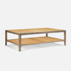 Amara 60-Inch Coffee Table - Graywashed Poplar Burl and Natural Cane