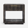 Pierce 18-Inch Nightstand - Dark Mushroom Faux Crocodile and Polished Gold Brass