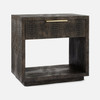 Pierce 18-Inch Nightstand - Dark Mushroom Faux Crocodile and Polished Gold Brass