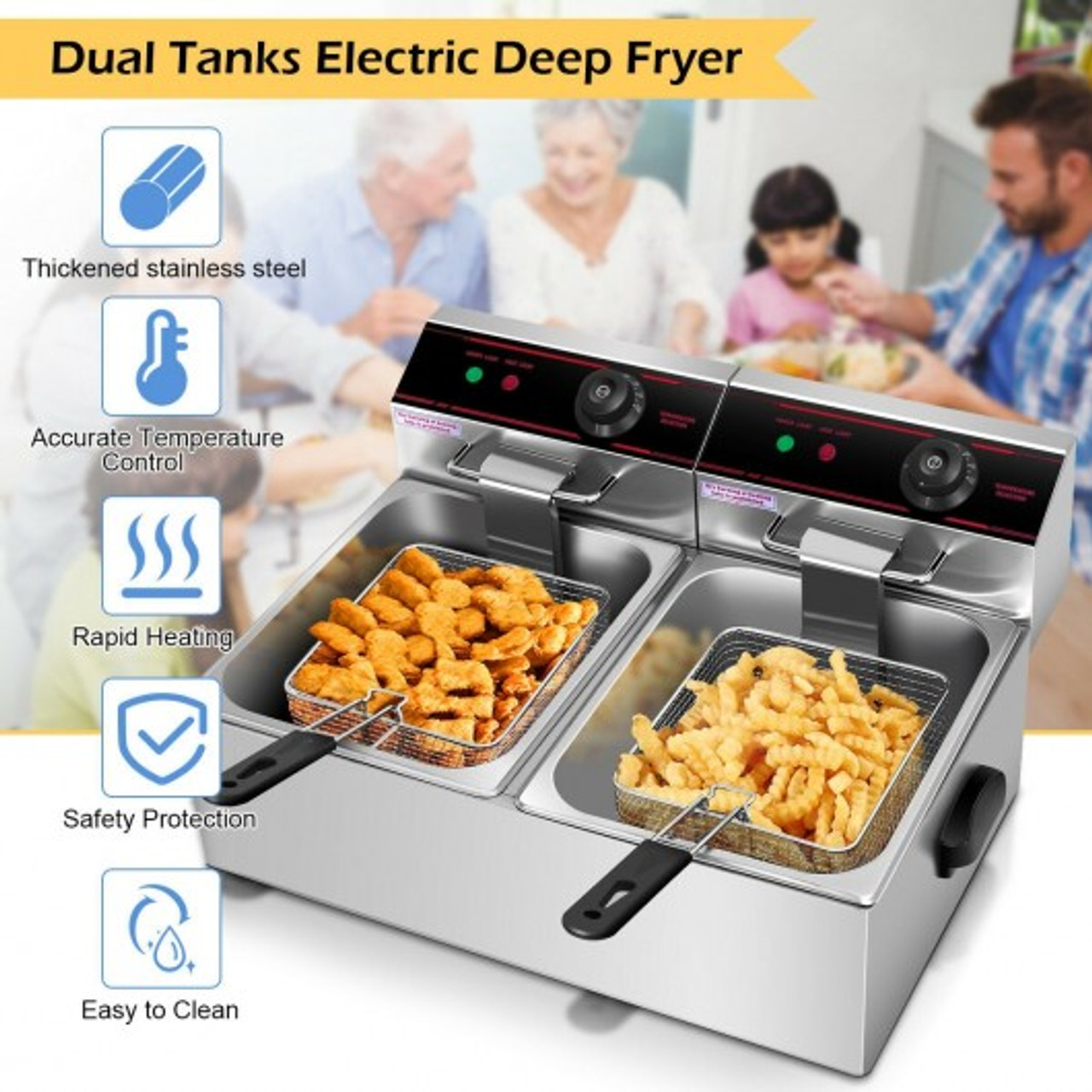 1700W Deep Fryer Electric Commercial Tabletop Restaurant Frying w