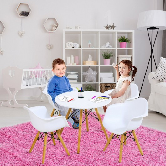 Kids Modern Dining Table Set with 2 Armless Chairs