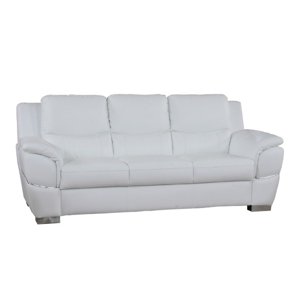 69'' X 34'' X 35'' Modern White Leather Sofa And Loveseat