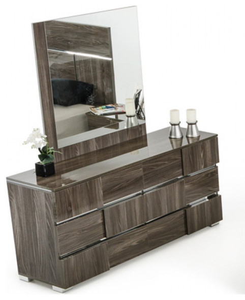 39" Ebony MDF, Veneer, and Glass Mirror