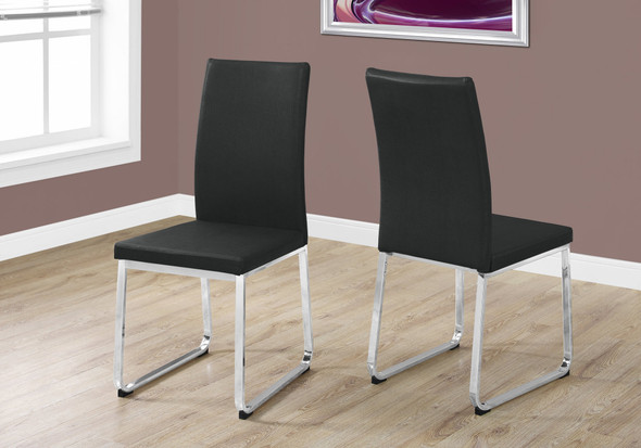 Two 39.5" Leather Look, Foam, and Chrome Metal Dining Chairs