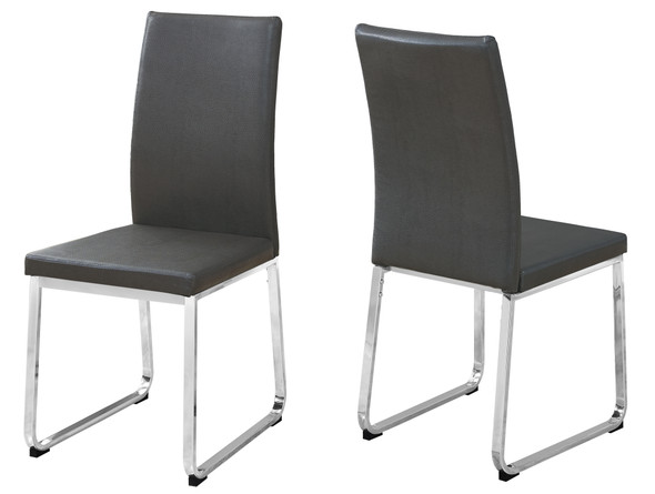 39.5" x 34" x 76" Grey, Foam, Metal, Leather-Look - Dining Chairs 2pcs