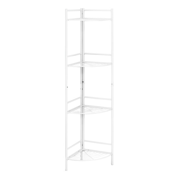 18.5" X 13.5" X 57.75" White Metal Corner Etagere Bookcase