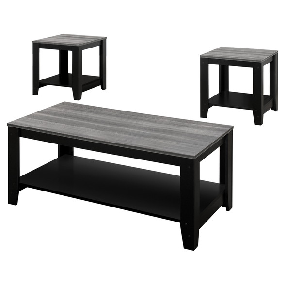Black Grey Top Table Set - 3Pcs Set - 366098