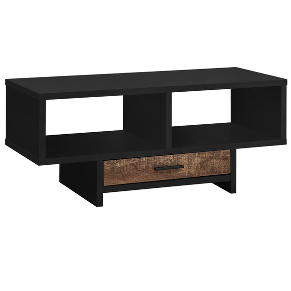 17.75" x 42.25" x 18" Black, Brown, Particle Board, Hollow-Core, Coffee Table