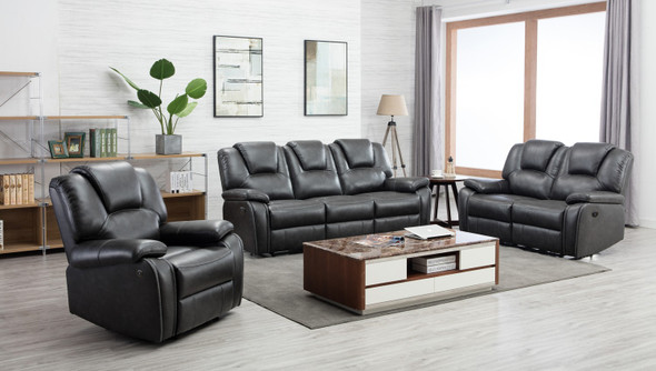 185" X 114" X 120" Gray Power Reclining Sofa Set