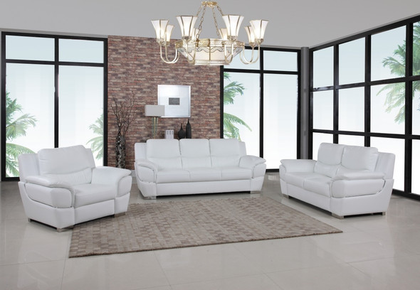 111" Chic White Leather Sofa Set
