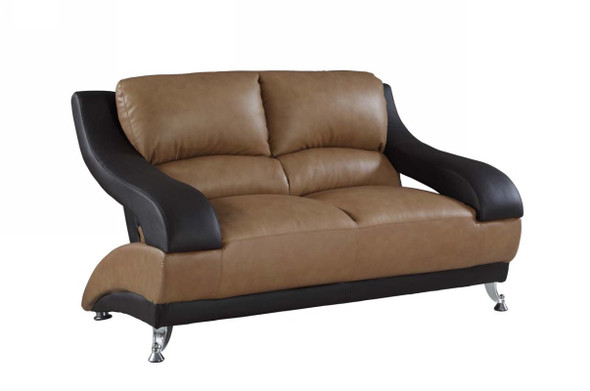 38" Dazzling Two-Tone Leather Loveseat