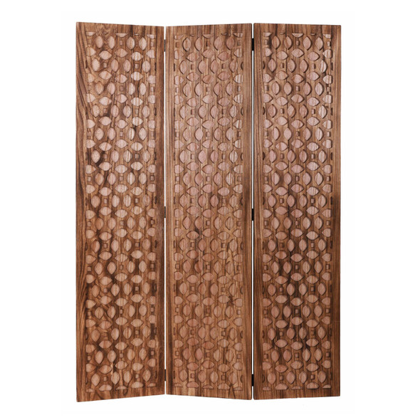 47" x 1" x 67" Brown, Carved Wood - Screen