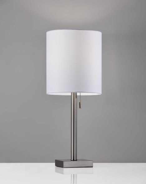 9" X 9" X 22" Brushed Steel Metal Table Lamp