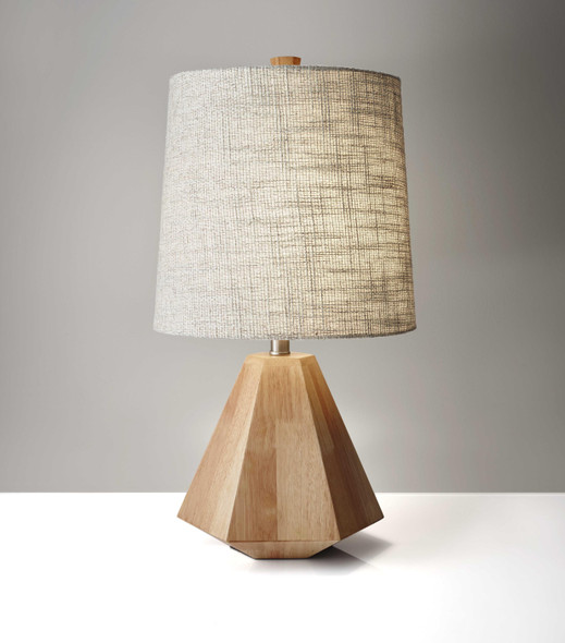 10.5" X 10.5" X 25" Natural Wood/Metal Table Lamp