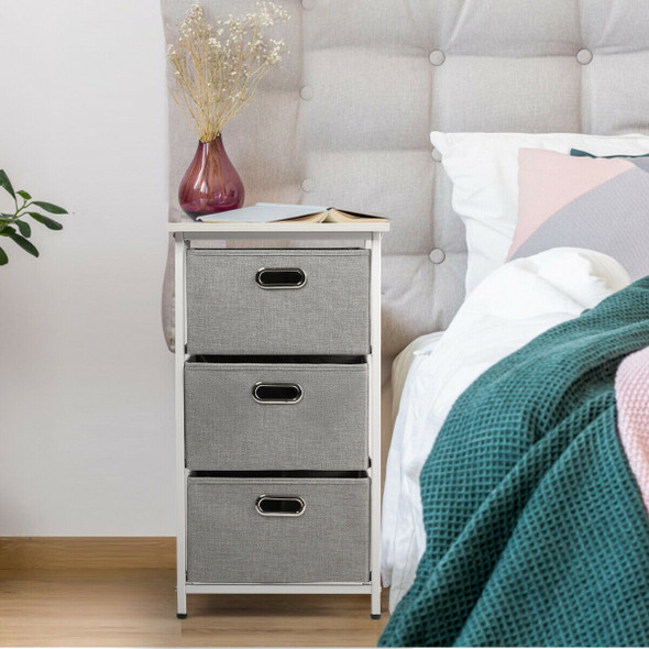 3-Drawer Fabric Dresser Storage Tower Vertical Foldable Pull Bins
